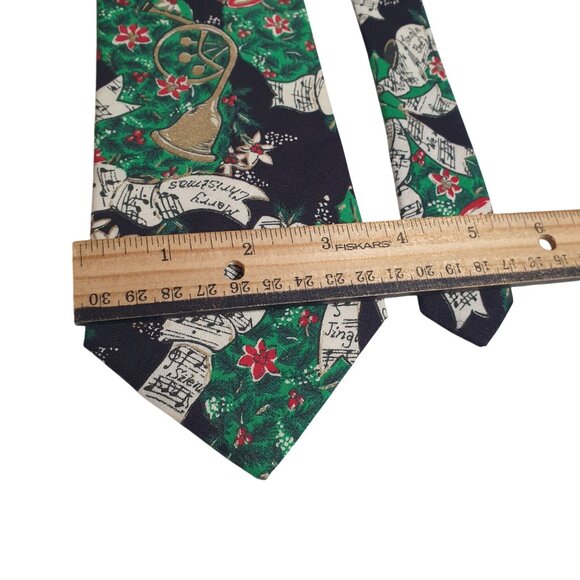Camden Court Christmas Holiday Necktie With Musical Notes & Ornaments - Picture 3 of 5